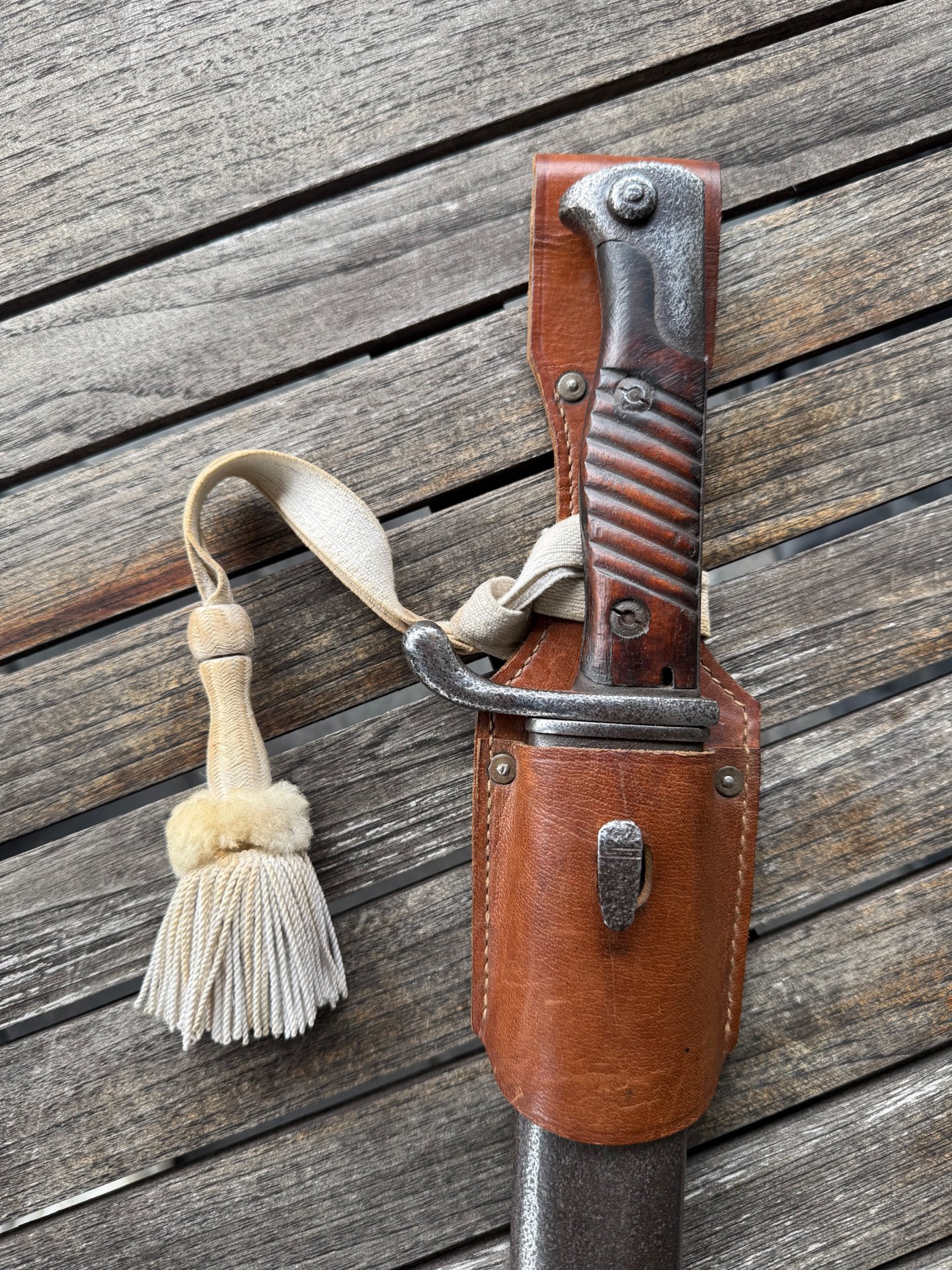 Seitengewehr Bajonett M 98/05 mit Sägerücken und Koppelschuh Portepee Simson Suhl – Bild 4