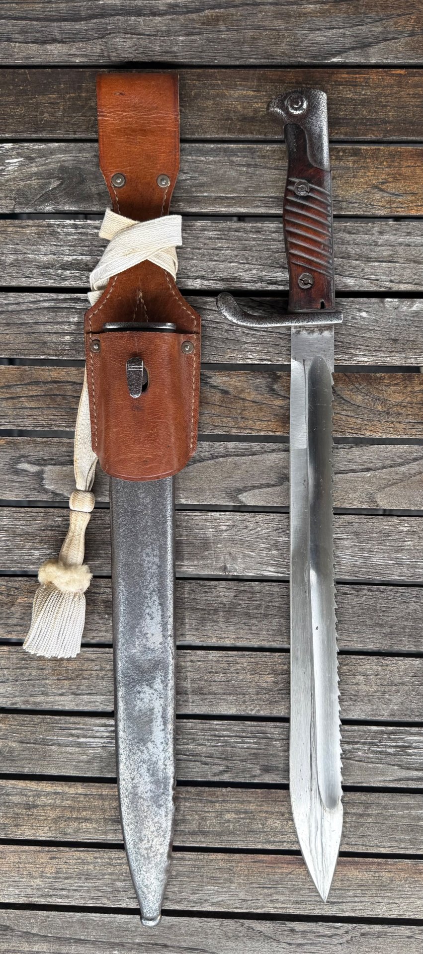 Seitengewehr Bajonett M 98/05 mit Sägerücken und Koppelschuh Portepee Simson Suhl – Bild 5