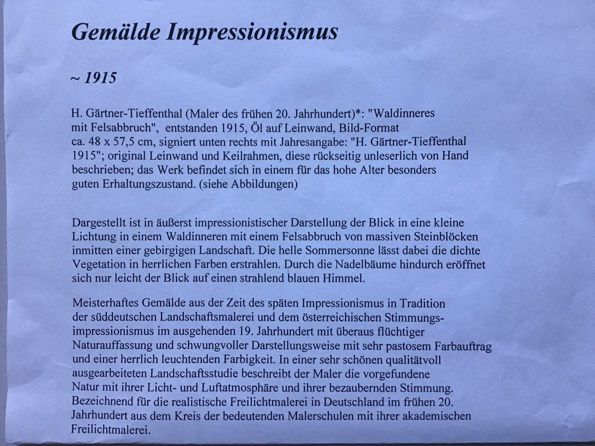Ölgemälde Impressionismus 1915 – Bild 2