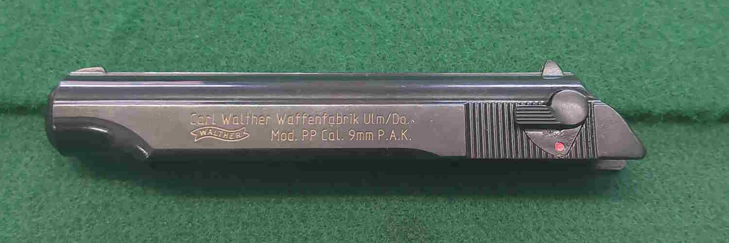 Verschluss (Schlitten) Walther Mod. PP Sondermodell (Goldene Schleife) Kal. 9mm PAK PTB: 620 – Bild 1