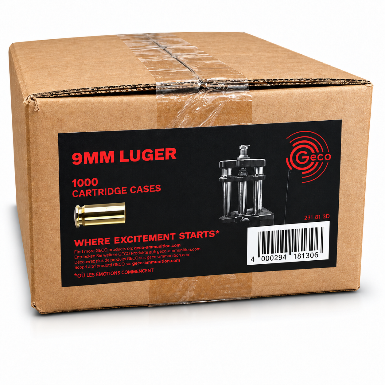 GECO Hülsen 9 mm Luger – 1.000 Stück, originalverpackt – Bild 1