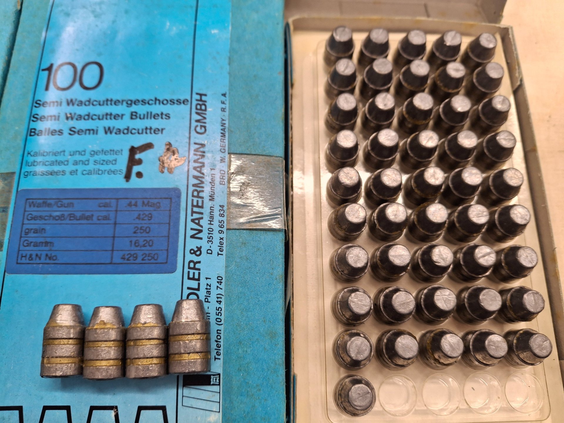 300 Geschosse von H&N .44Mag, 250 grain, .429 dia. – Bild 1