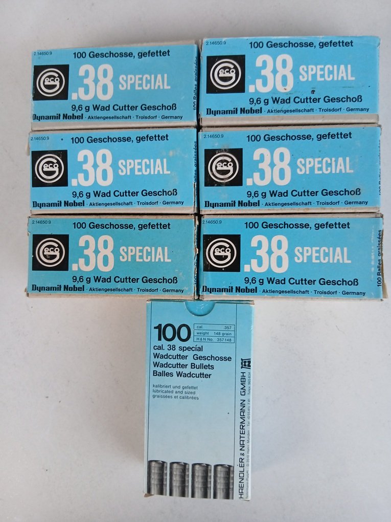 6 Packungen a 100 Stück Geco und eine Packung H&N Geschosse Kal. .38 WC – Bild 2