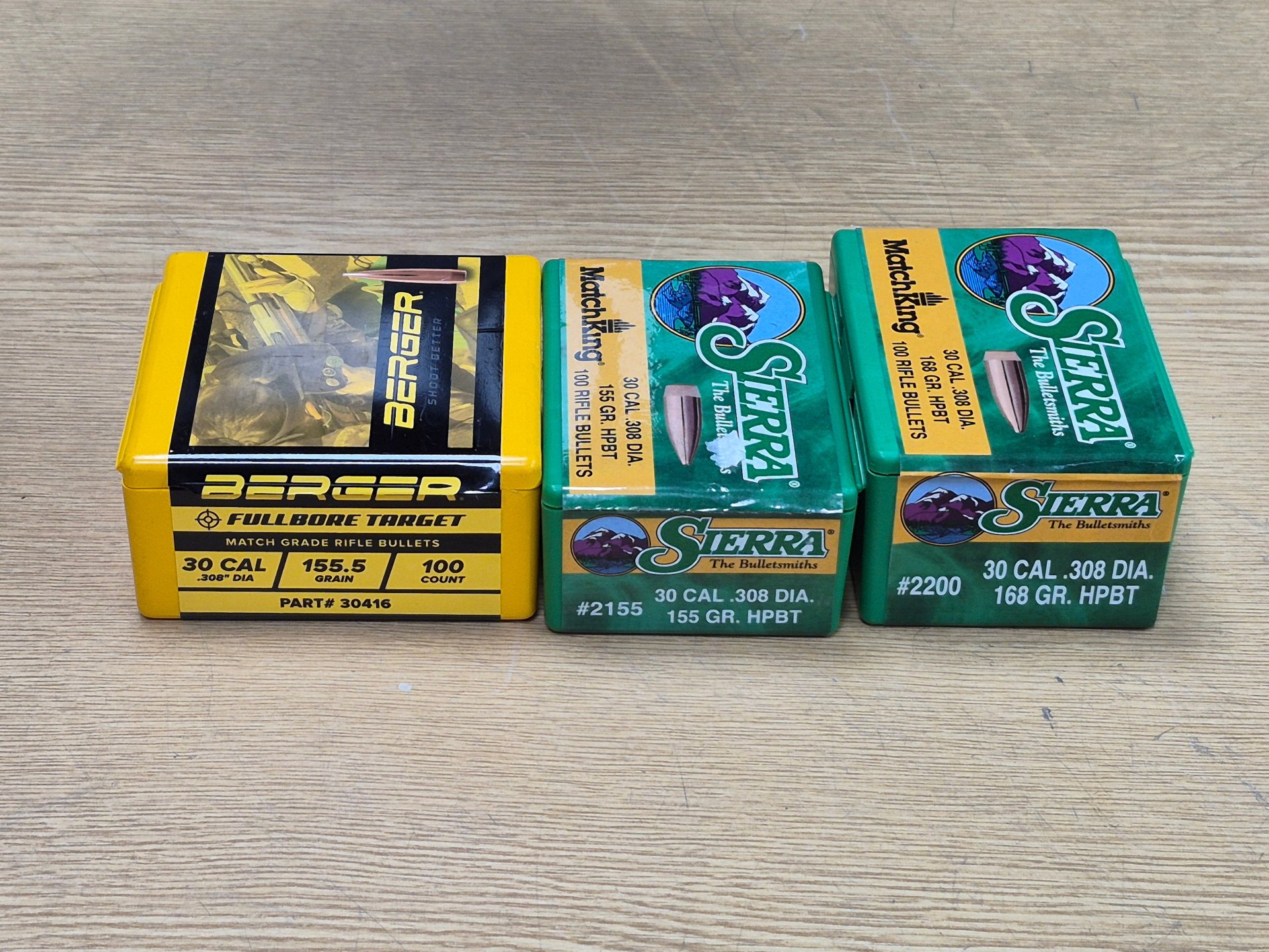 Cal. 30 Testpack, verschiedene Gewichte und Hersteller (Sierra, Berger) – Bild 1