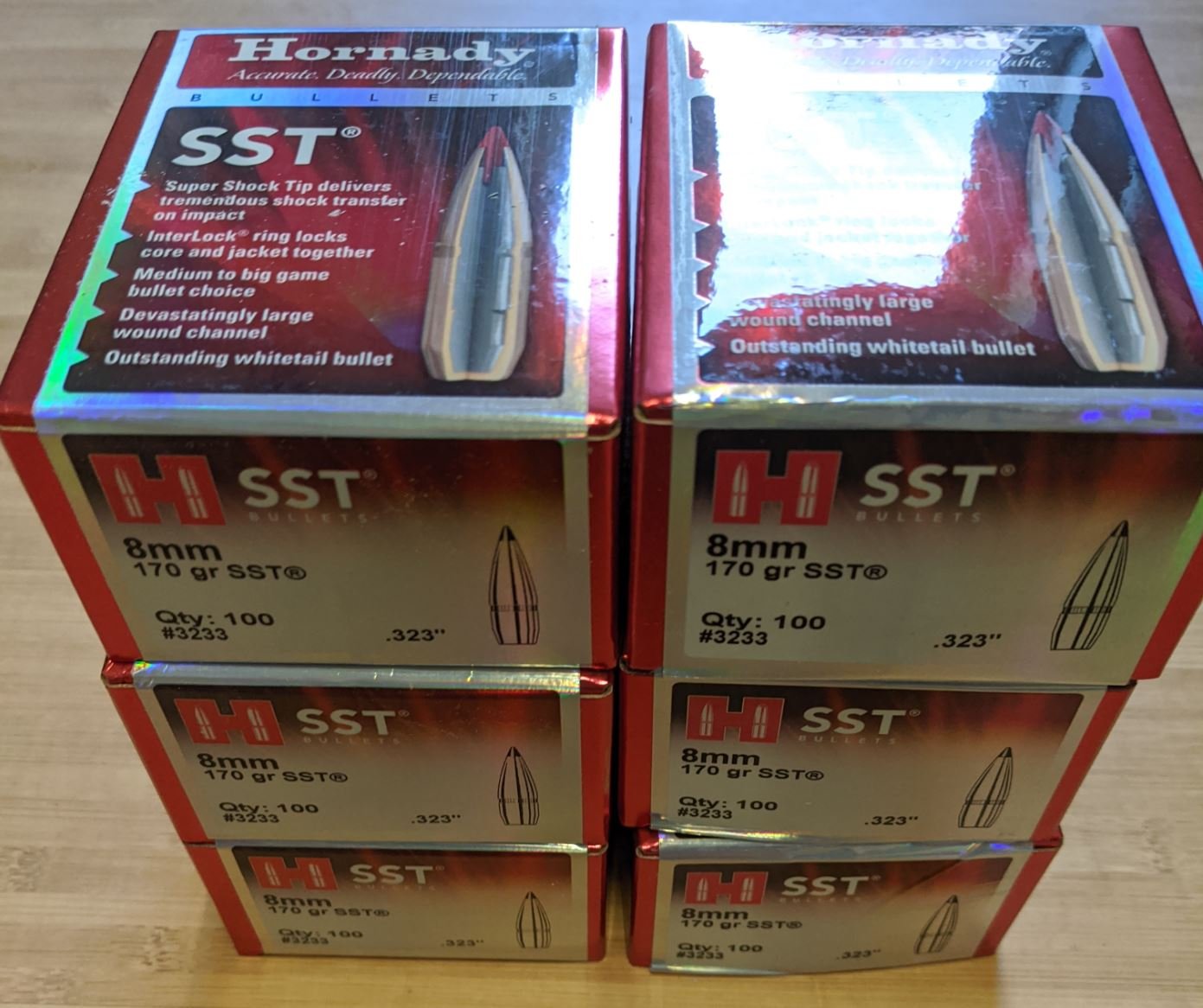 6x100 Stück Hornady SST 8mm .323 170gr Geschosse – Bild 1