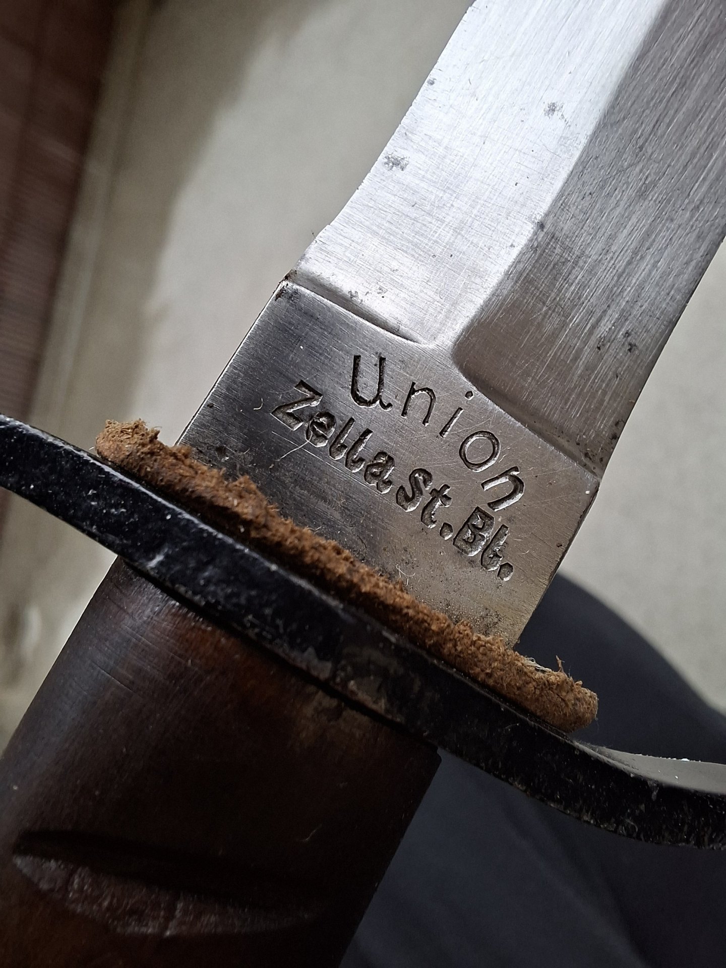 zweischneidiger Union Zella St. Blasii, Grabendolch WK I Kampfmesser Bajonett, Solingen, SG 84/98 – Bild 5