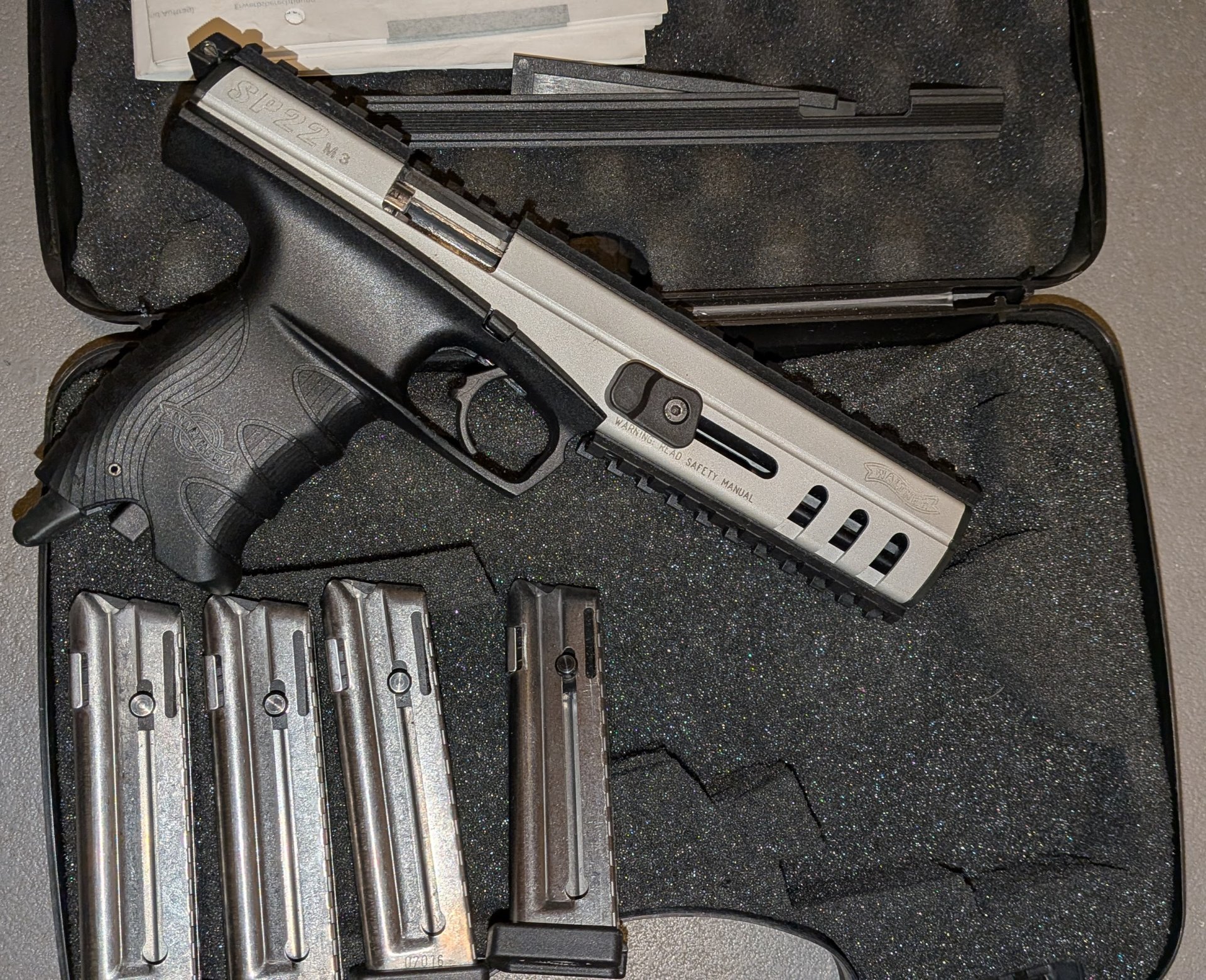 RARITÄT Walther SP22 M3 FULL SET! 4 Magazine, Koffer, Werkzeug, Original Rechnung – Bild 2