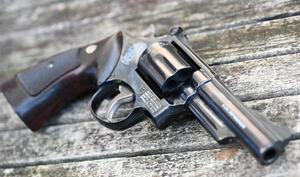 Combat - Revolver Smith & Wesson Mod. 19-3 Kal. .38 Special/.357 Magnum, Bj. 1982, 4 Zoll, prima! – Bild 6