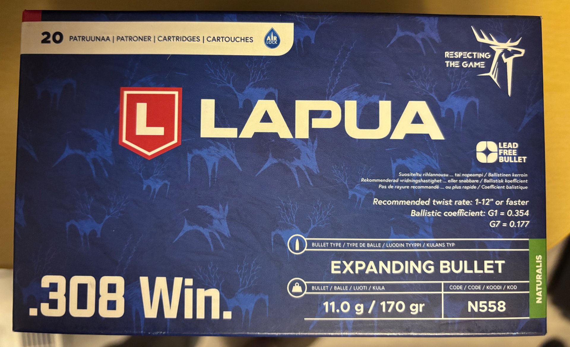 Lapua Naturalis .308win 170 gr 43 Schuss 1 Los – Bild 1