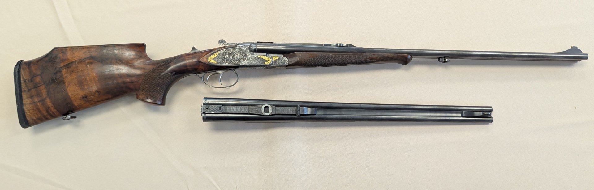 DEFEKT! Krieghoff Doppelbüchse mit 2 Laufbündeln 1. 2x 9,3x74R + 1x 8x75 RS u. 5,6x52 R – Bild 1
