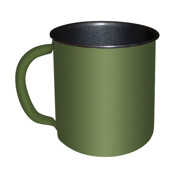 Feldbecher / Feldtasse 300 ml aus Metall mit Teflonbeschichtung - Oliv – Bild 1