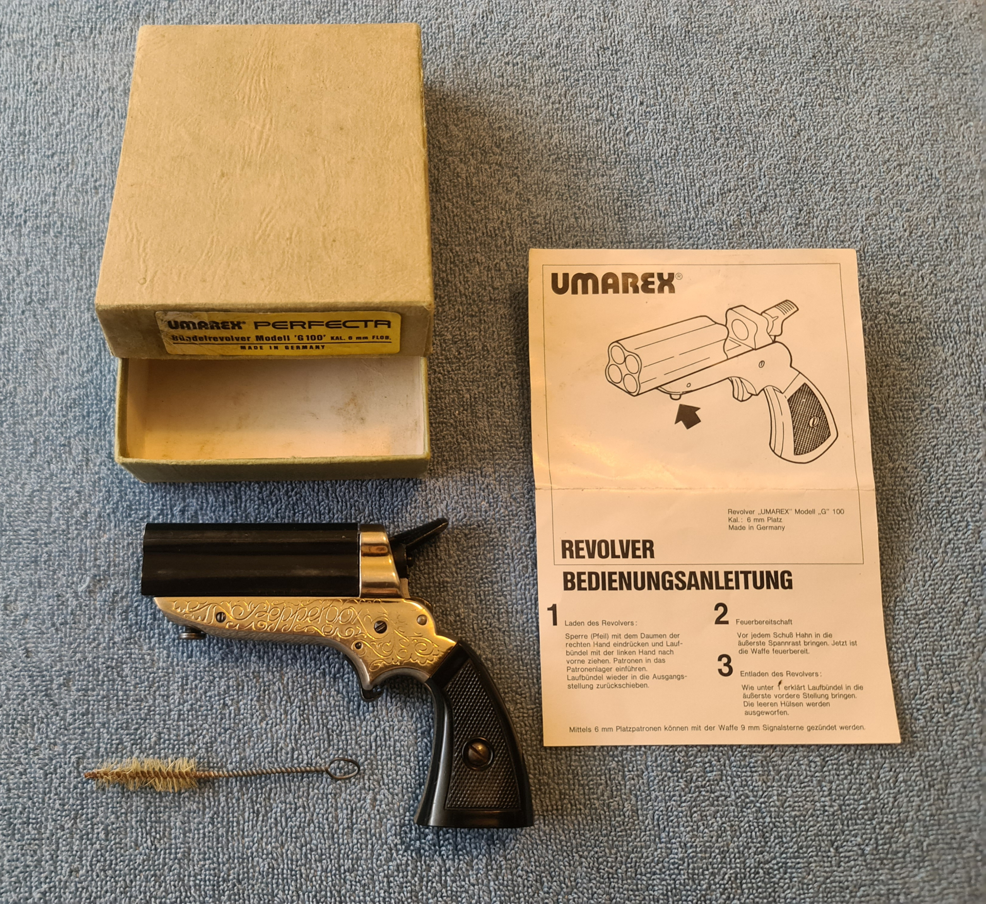 Derringer, Perfecta G100 Maverick "Bündelrevolver" , Pepperbox , PTB 42 mit OVP und Anleitung – Bild 1