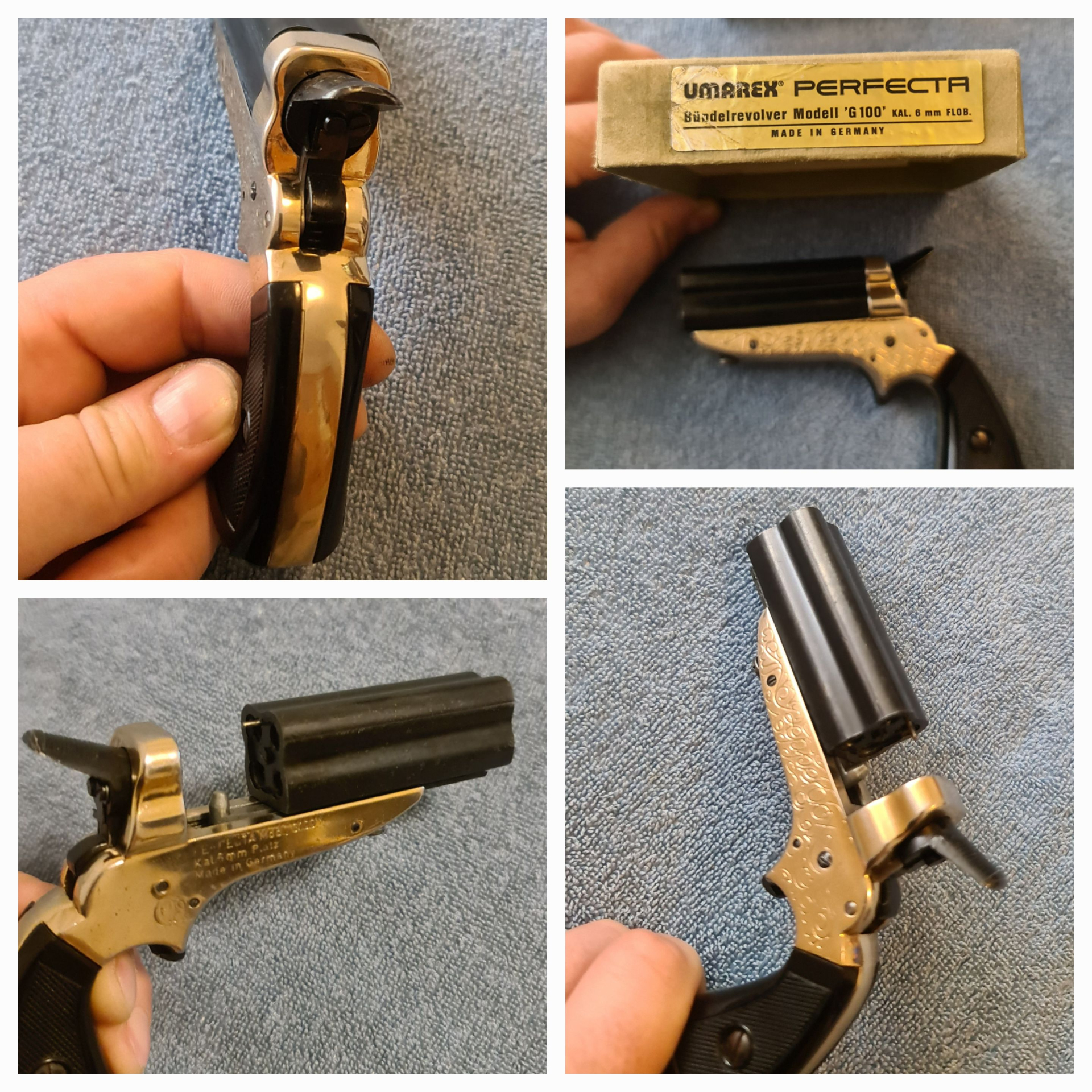Derringer, Perfecta G100 Maverick "Bündelrevolver" , Pepperbox , PTB 42 mit OVP und Anleitung – Bild 6