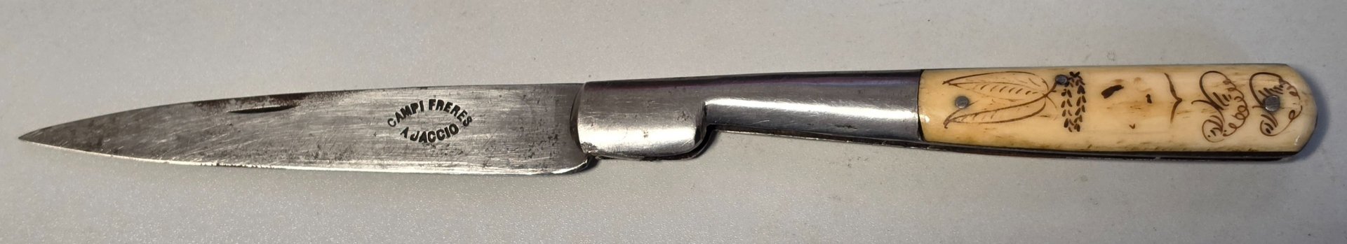 Antikes korsisches Vendetta-Messer – Campi Frères Ajaccio – 19. Jh. (ca. 27cm) – Bild 3