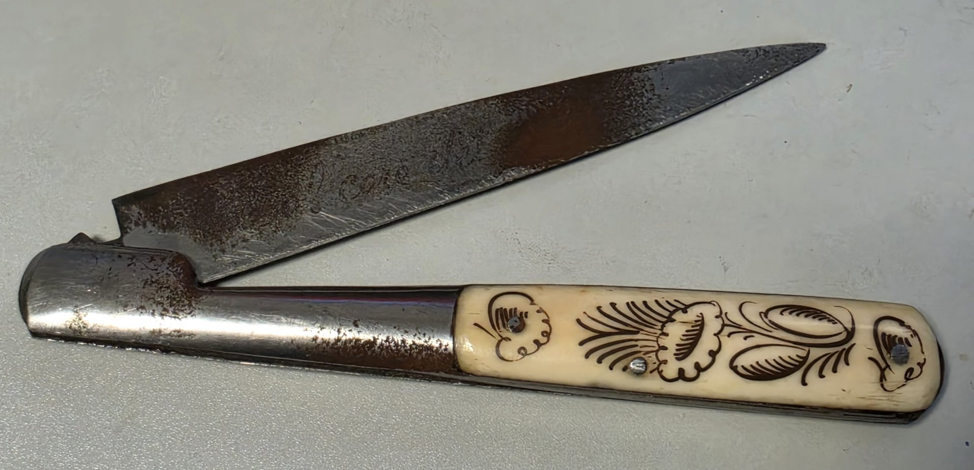 Antikes korsisches Vendetta-Messer – Campi Frères Ajaccio – 19. Jh. (ca. 27cm) – Bild 5