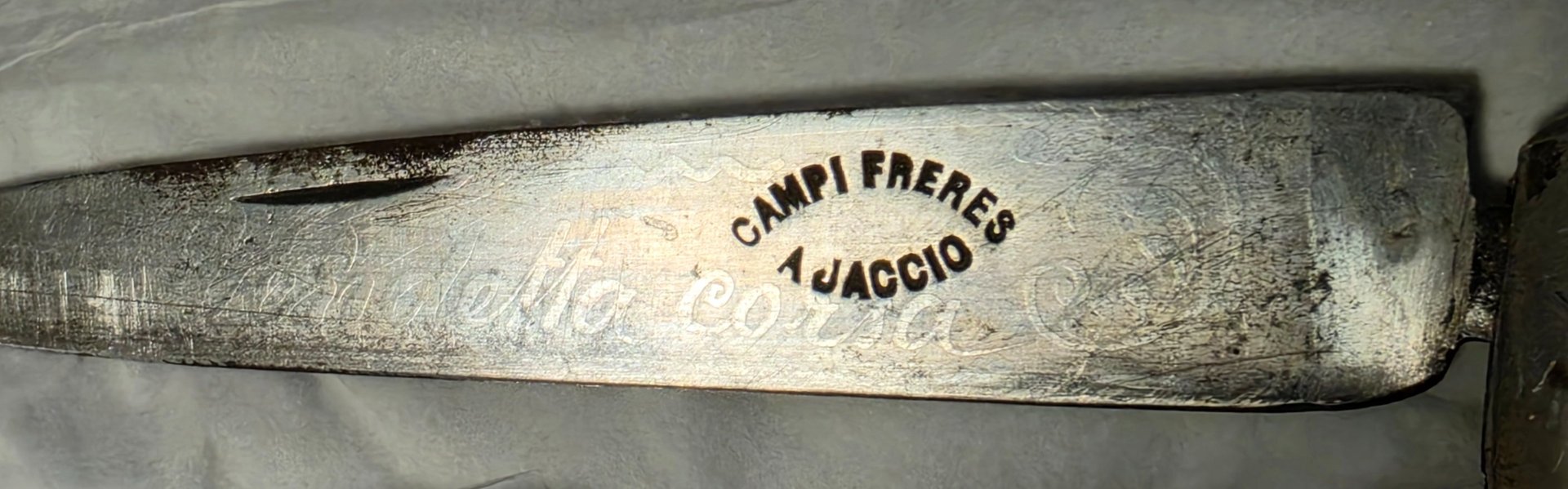 Antikes korsisches Vendetta-Messer – Campi Frères Ajaccio – 19. Jh. (ca. 27cm) – Bild 9