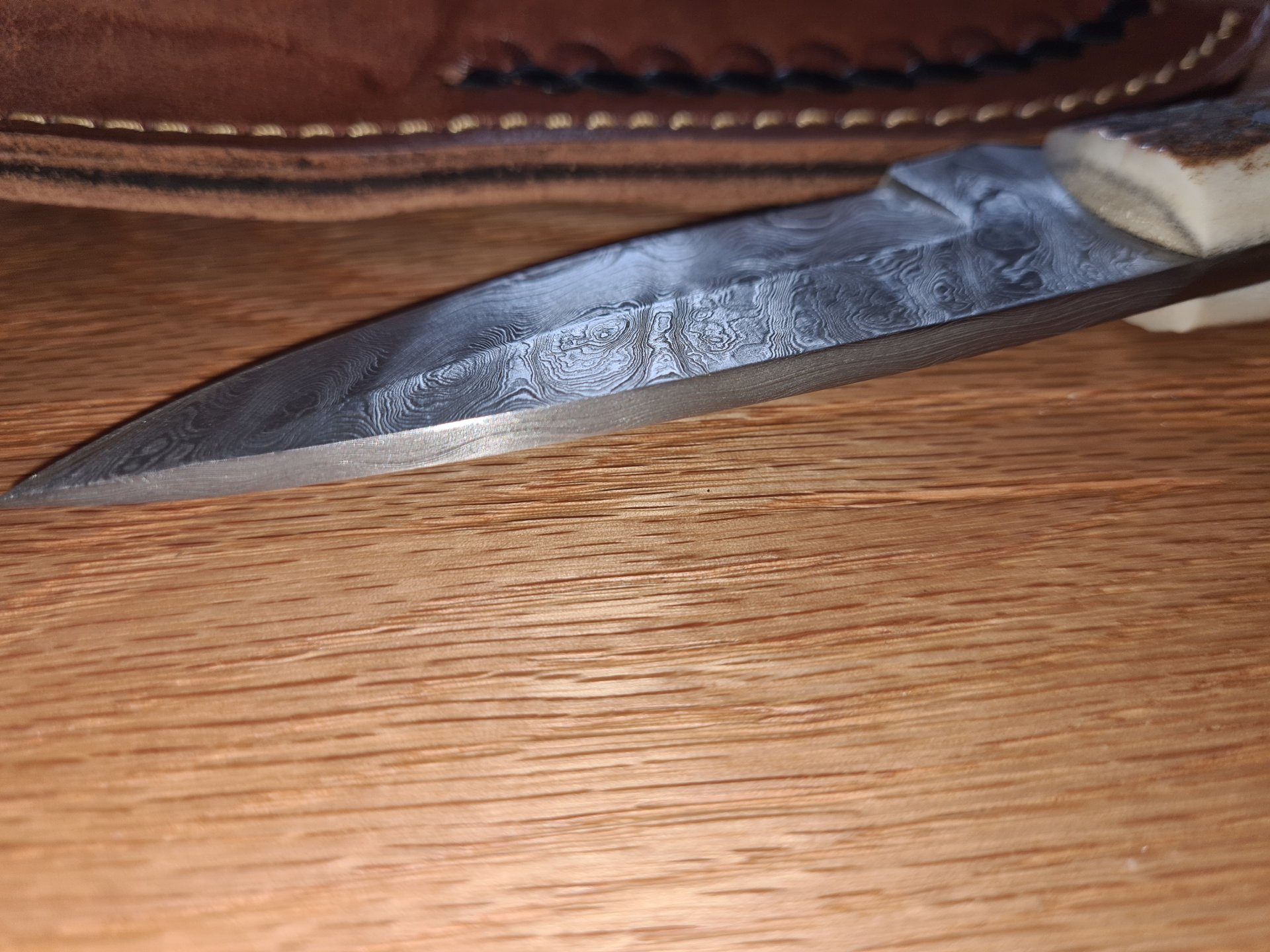 Damastmesser in Lederscheide – Bild 3