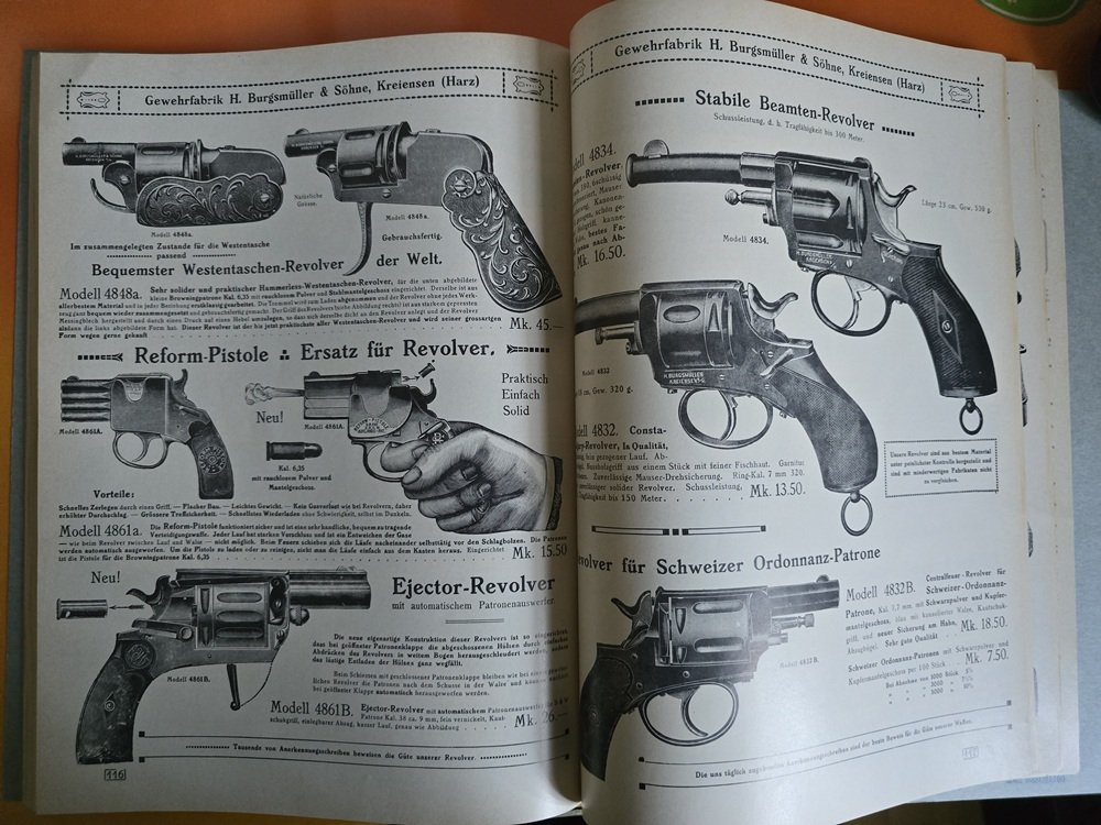 Schöner Katalog: Moderne Waffen von der Gewehrfabrik H. Burgsmüller 1910 – Bild 2