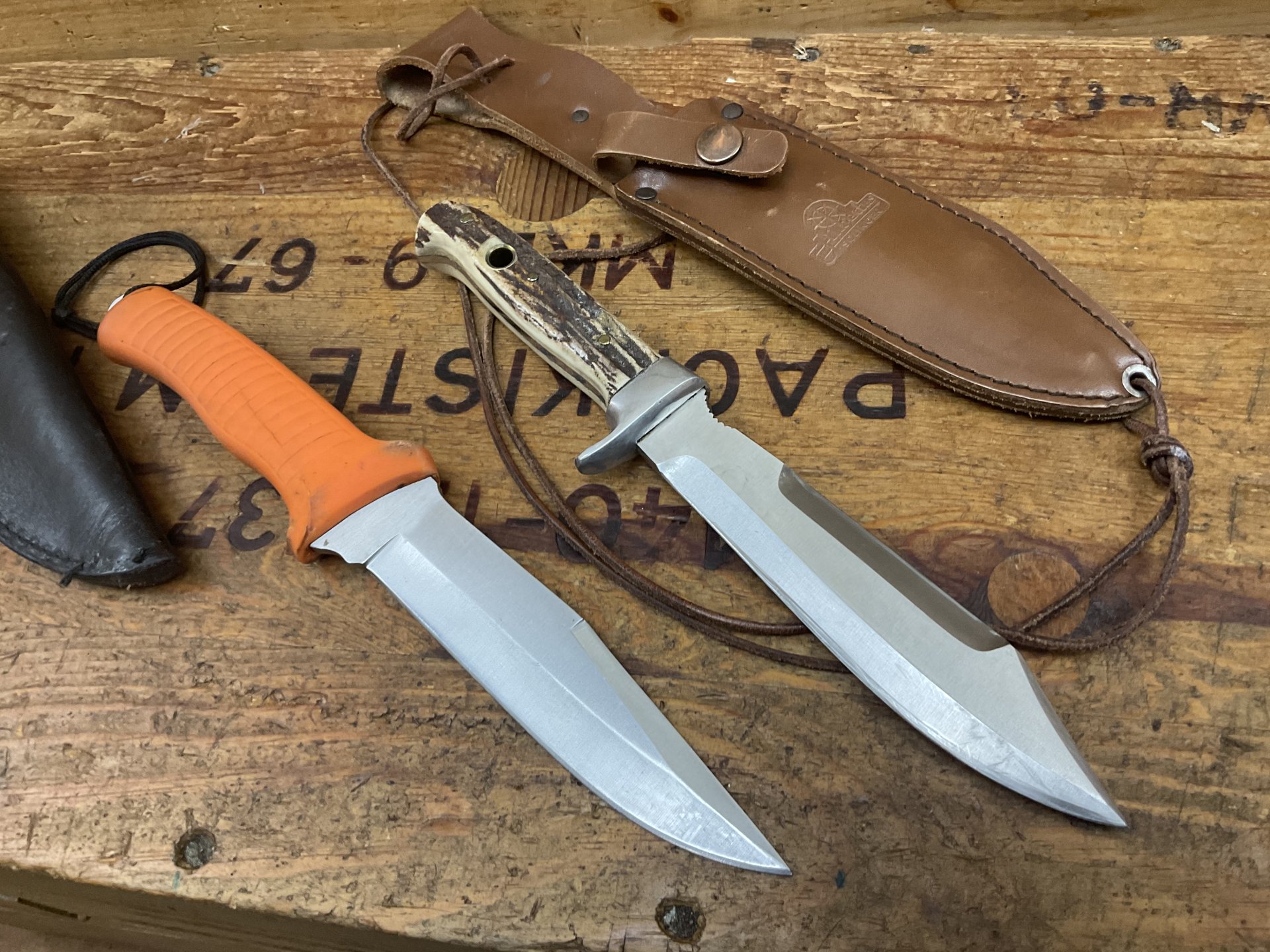 HUBERTUS HUNTER Hirschhorn original Solingen mit LederScheide und Parforce Messer !!! – Bild 5