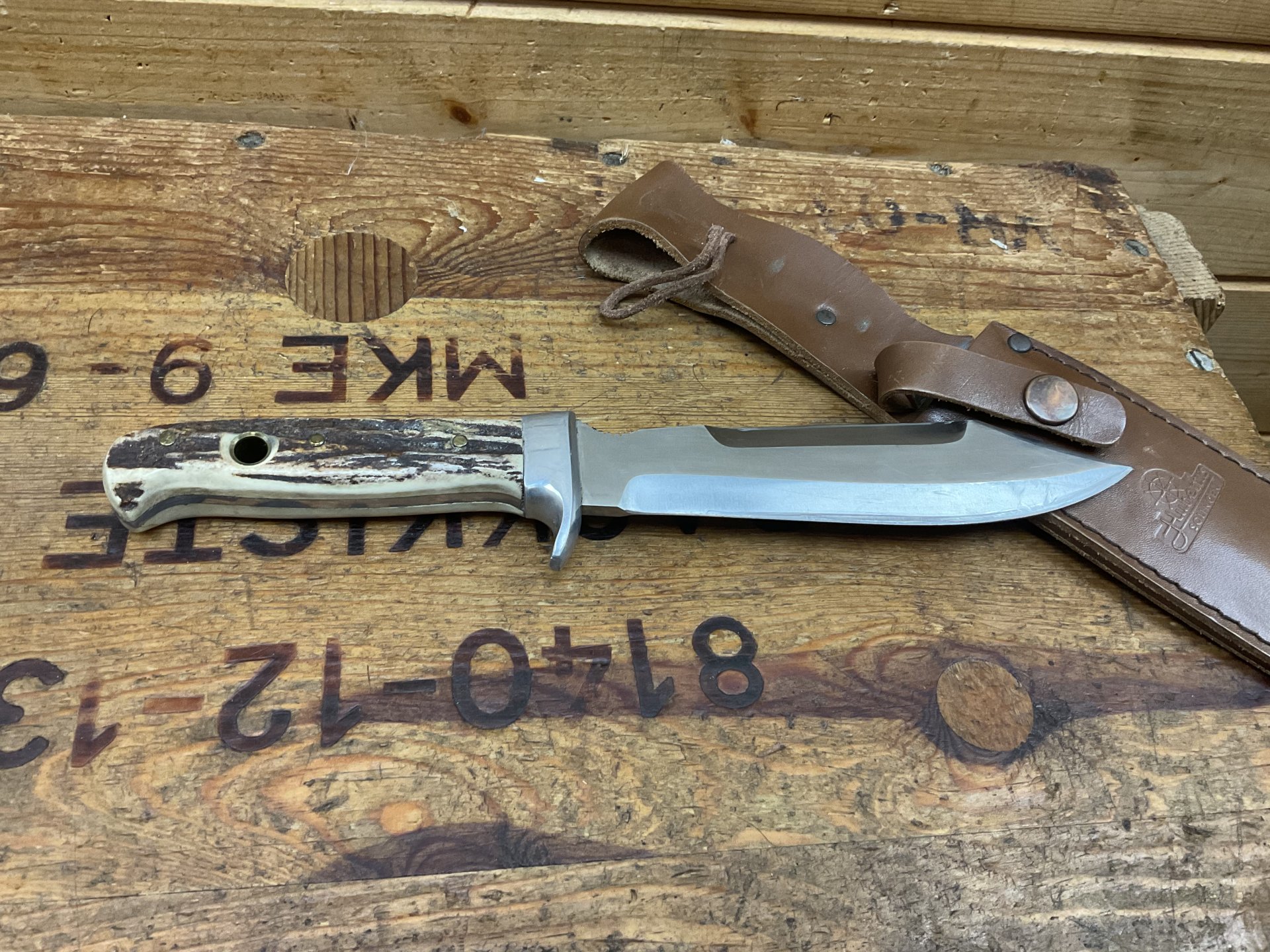 HUBERTUS HUNTER Hirschhorn original Solingen mit LederScheide und Parforce Messer !!! – Bild 6