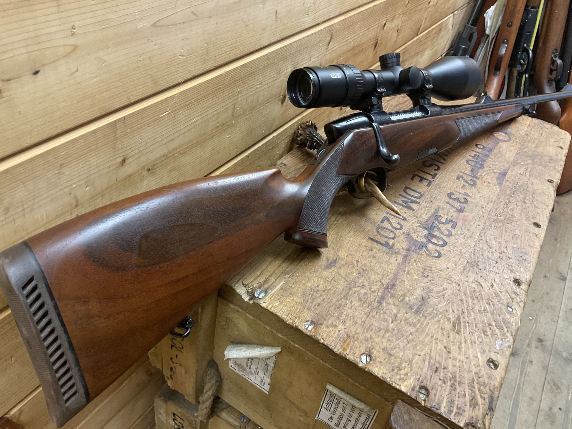 Repetierbüchse Steyr Mannlicher Luxus Kal.9,3x62, mit Meopta 3-12x56 LP, Steyr-Schwenkmontage!!! – Bild 5