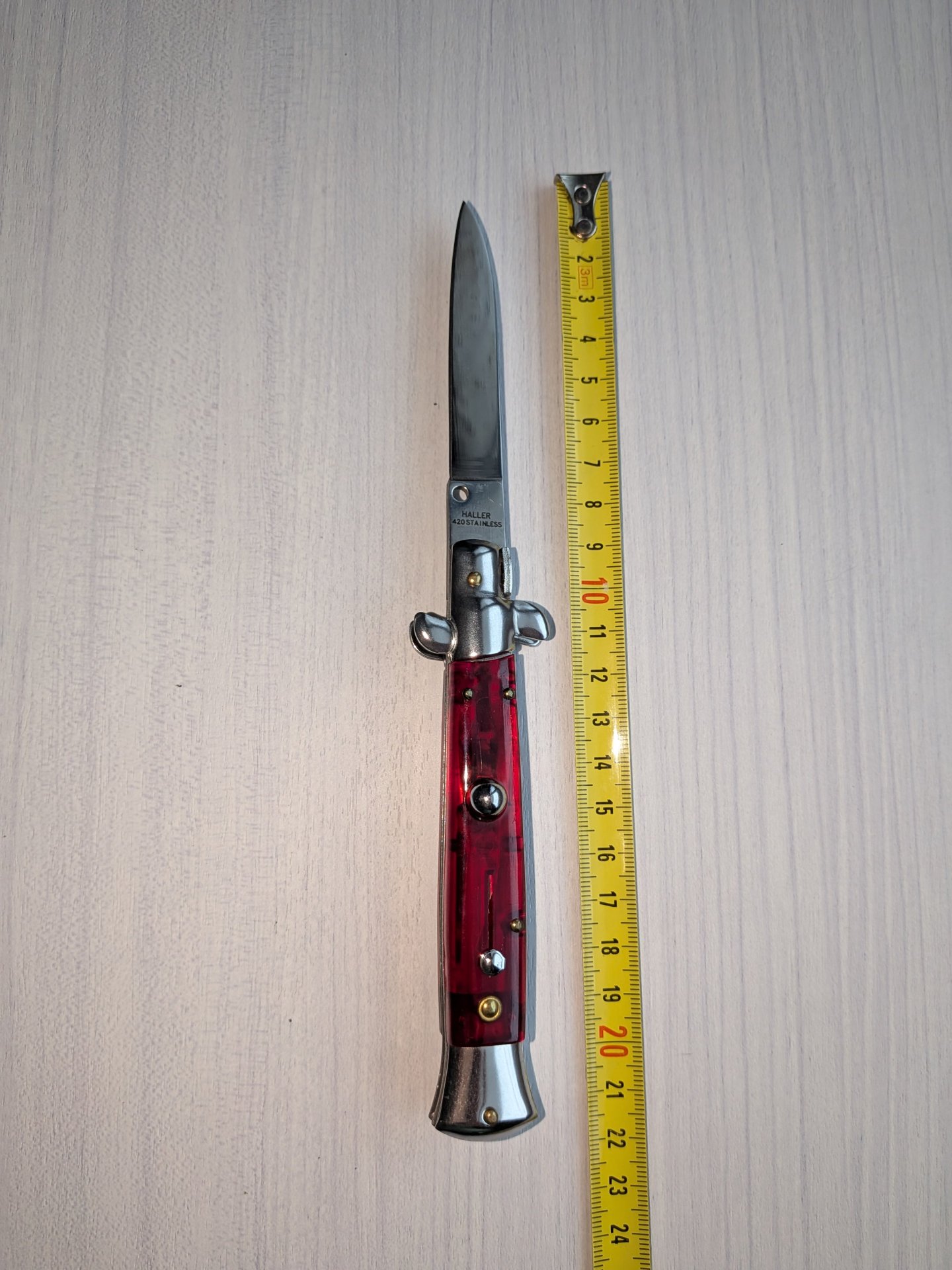 Springmesser Haller Stahlwaren mit rotem Griff – Bild 2