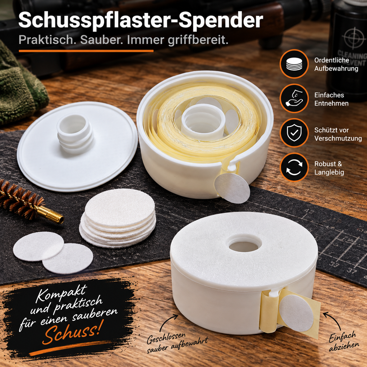 Schusspflaster-Spender für 2.000er Pflasterrolle – weiß – Bild 1