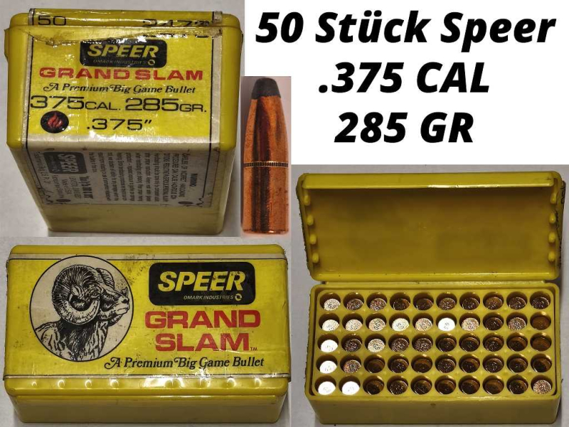 50 Stück Speer Grand Slam Geschosse .375" 285 GR. Bitte Bild anschauen. – Bild 1