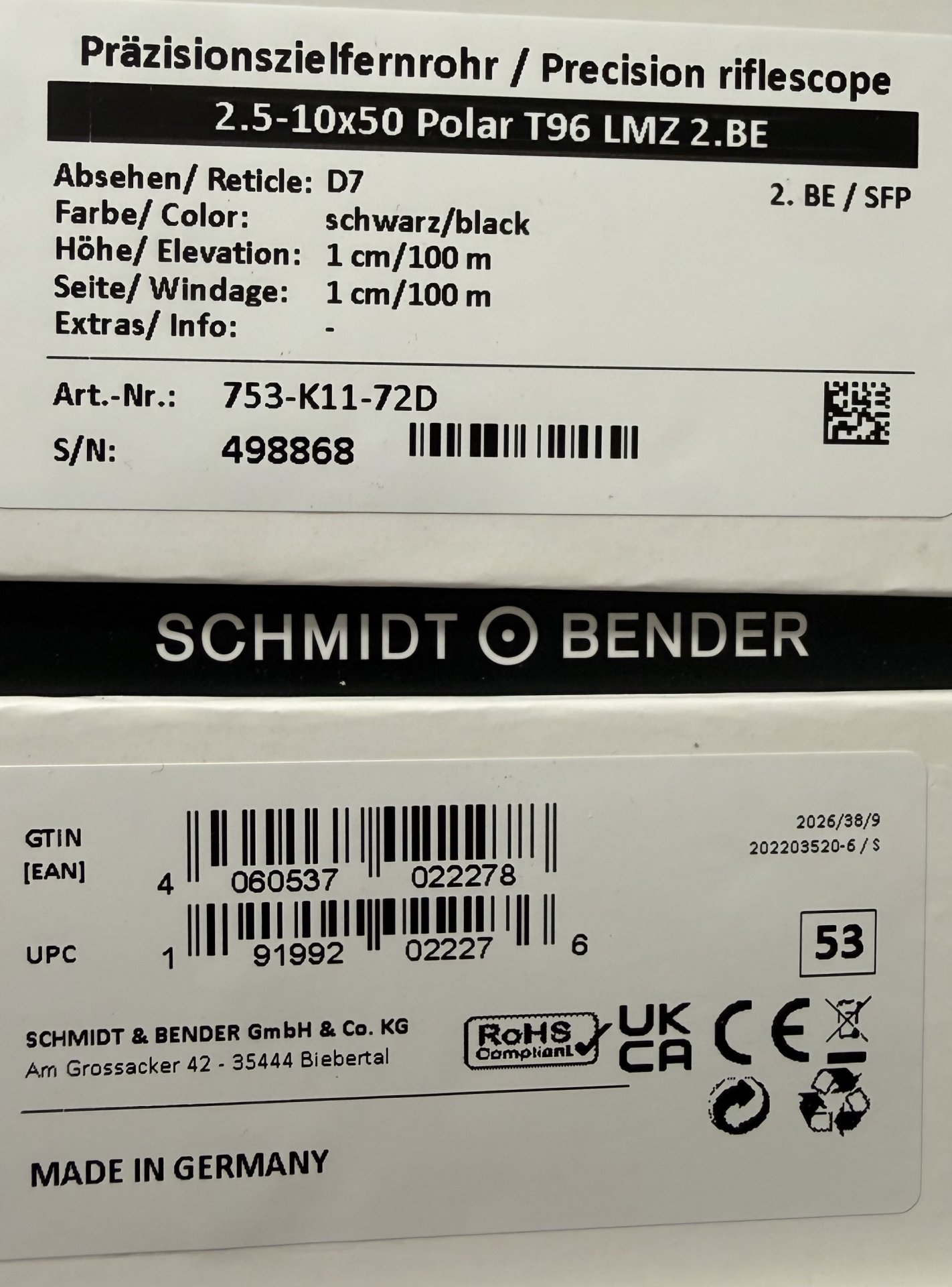 Schmidt + Bender Polar ( höchste transmission ) 2,5-10x50 LMZ ( zeiss schiene ) leucht D7 TOP PREIS – Bild 1