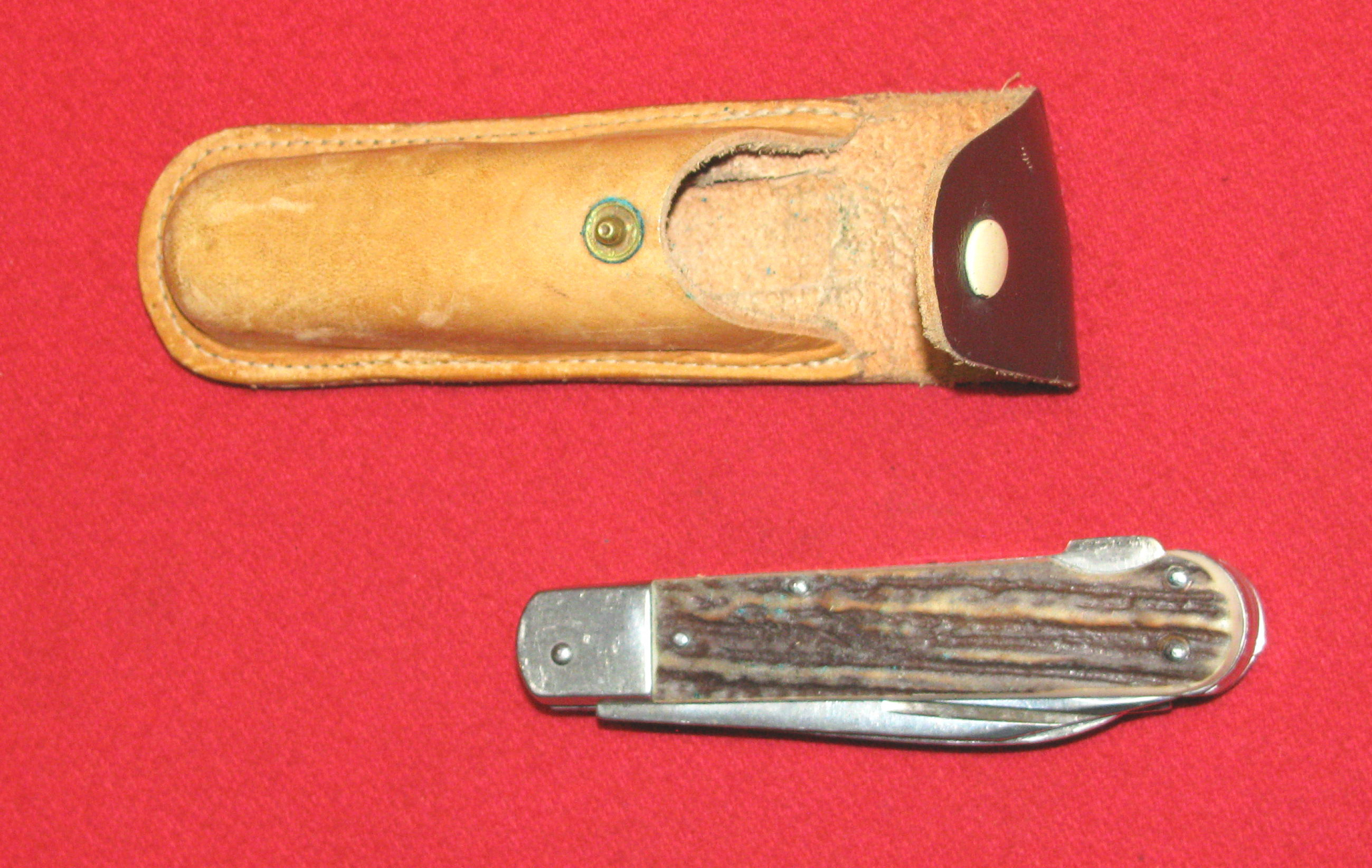 Mikov CZECHO SLOVAKIA Taschenmesser mit Horn und Lederscheide – Bild 2