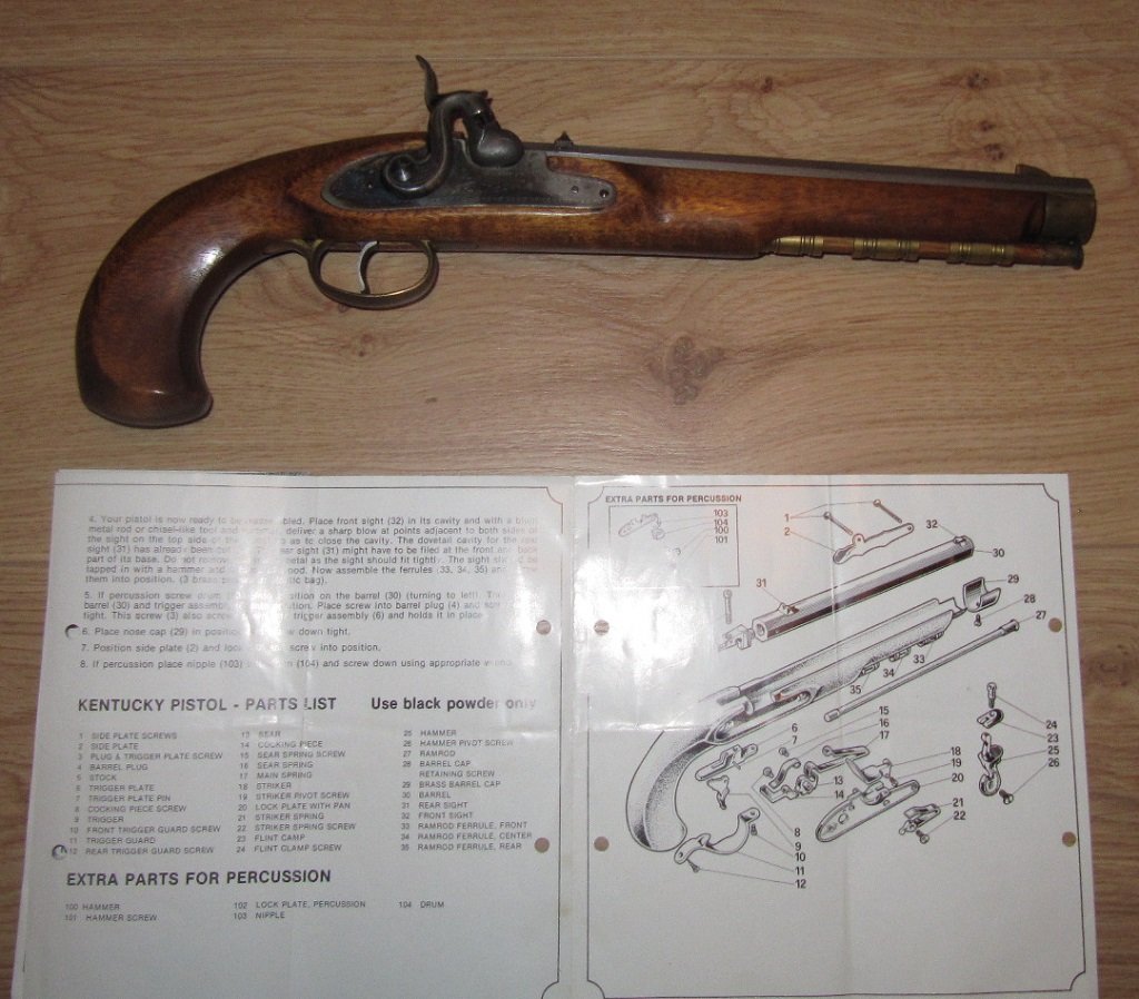 Qualitäts-Kentucky Style VL-Pistole Perkussionspistole "Kentuckian", made in Italy. Cal.45 – Bild 1