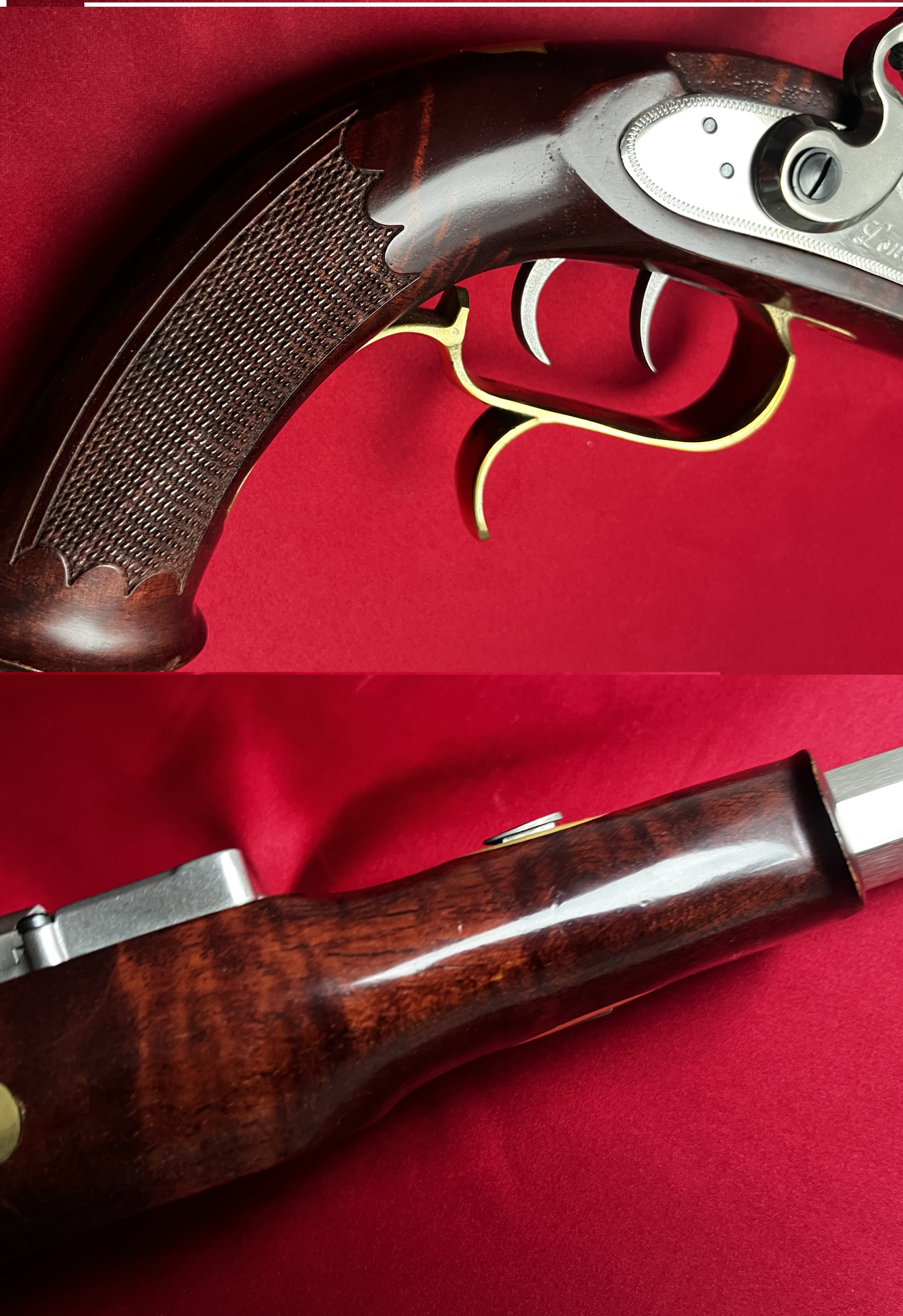 Steinschloss Vorderladerpistole Kaliber .45 edler Luxus Holzschaft, Top Zustand – Bild 3
