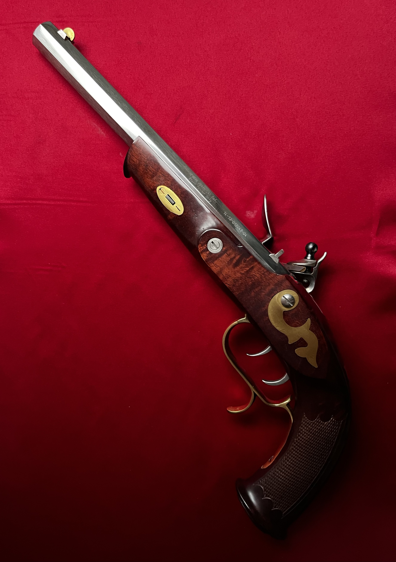 Steinschloss Vorderladerpistole Kaliber .45 edler Luxus Holzschaft, Top Zustand – Bild 2