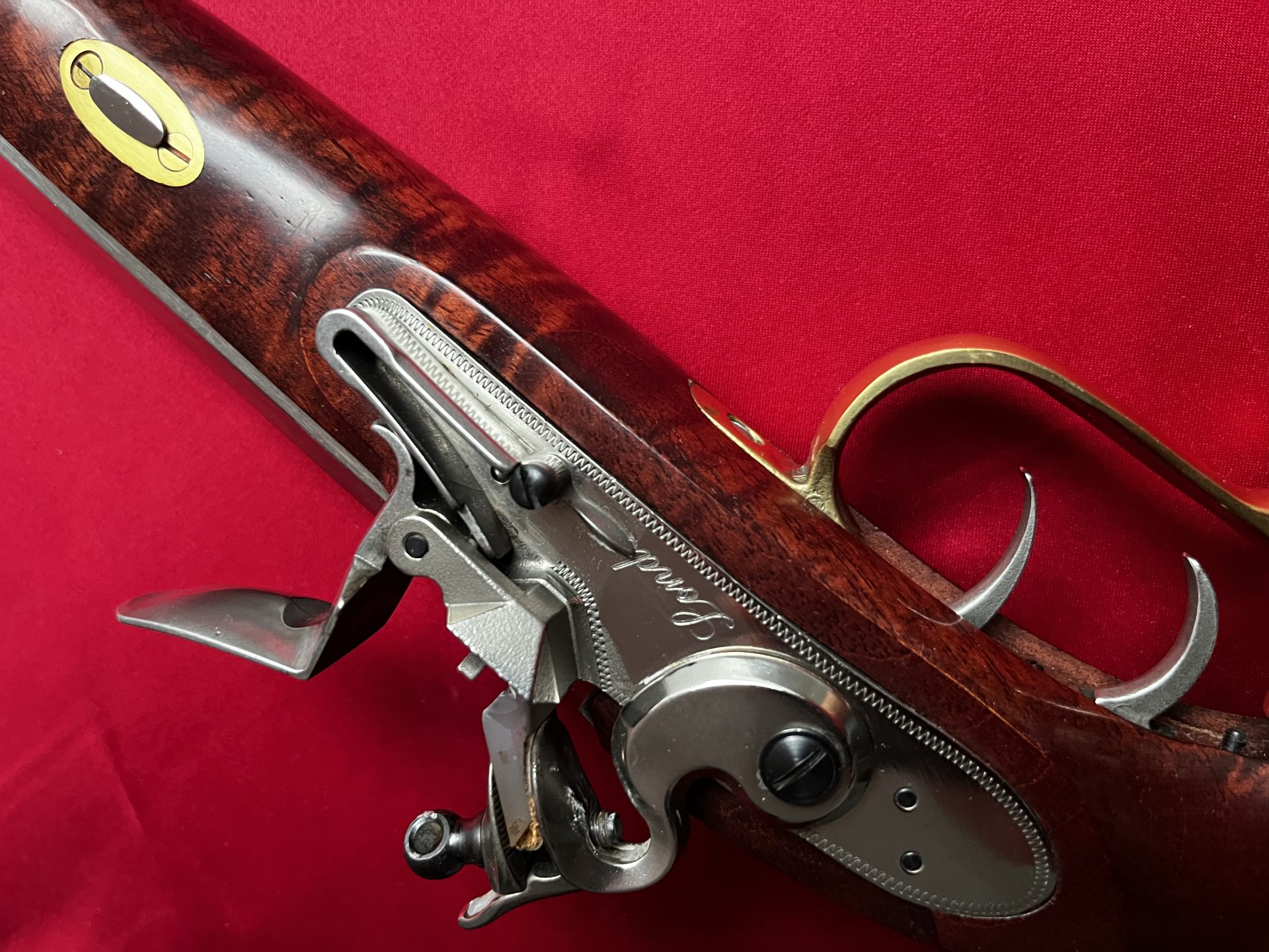 Steinschloss Vorderladerpistole Kaliber .45 edler Luxus Holzschaft, Top Zustand – Bild 5