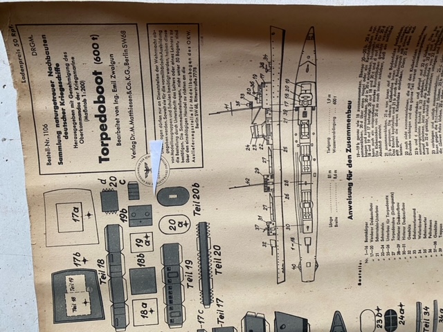 Dt.Reich WH Modell Bausatz Marine Uboot Torpedo Boot DRGM No Dolch – Bild 2