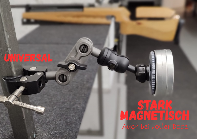 Diabolo-Dosenhalter mit Schwenkarm & Klemme — Stark magnetisch, massives Aluminium – Bild 3