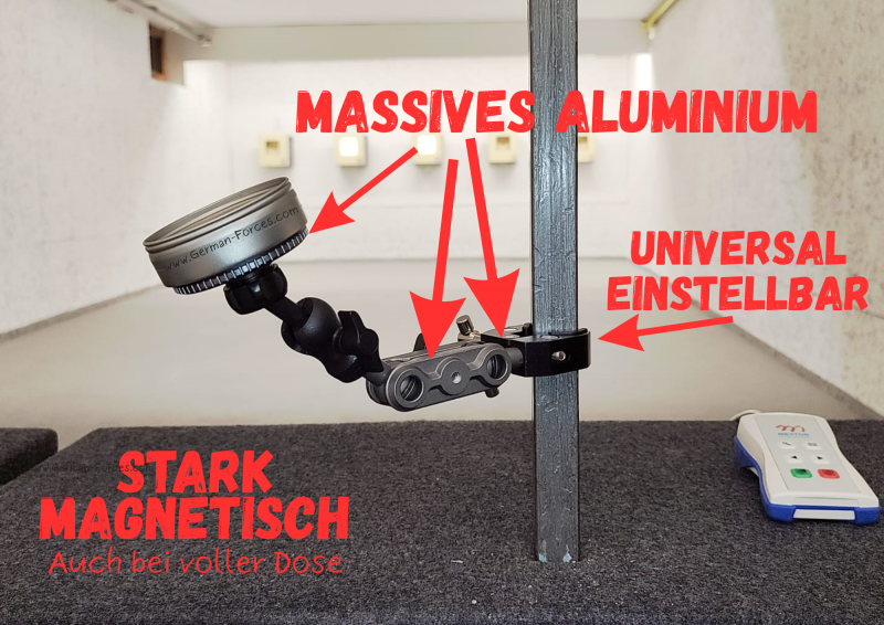 Diabolo-Dosenhalter mit Schwenkarm & Klemme — Stark magnetisch, massives Aluminium – Bild 2