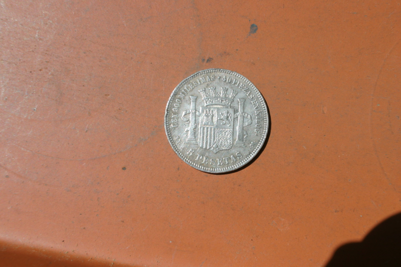 Silbermünze 5 Pesetas Spanien v. 1870 – Bild 2