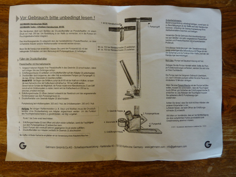 Handpumpe, Turbo-Pressluft, 4-Kolben-System, Gehmann, M100 – immagine 5