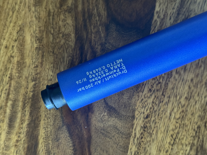 Feinwerkbau Pressluftkartusche Gewehr 200 Bar lang Blau NEU – billede 2