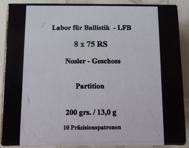30 Patronen 8 x 75 RS Labor für Ballistik Nosler Partition 13,0 Gramm – Bild 2