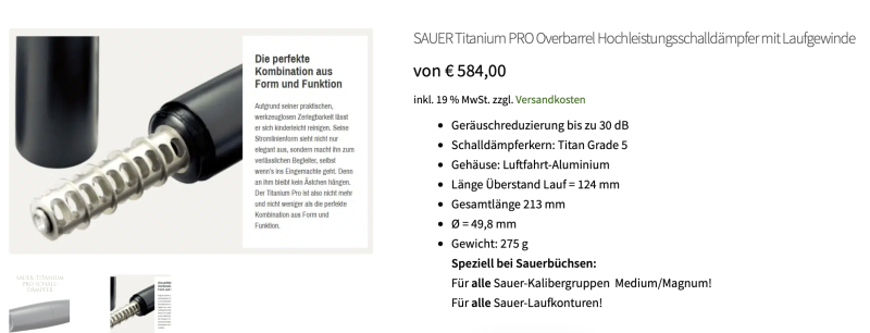 Sauer Schalldämpfer Titanium Pro M15x1 8mm – Bild 2