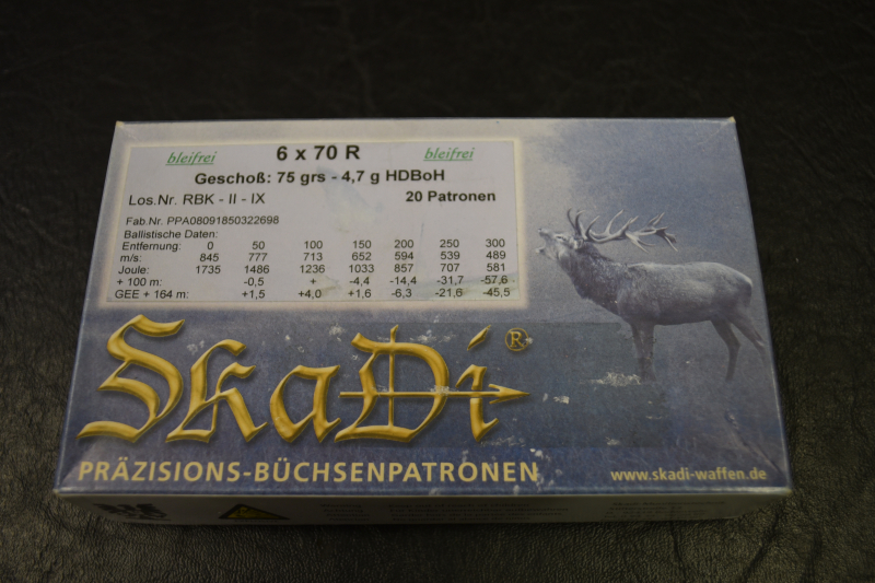 27 Schuss Kugelpatronen Skadi Kal. 6x70R 4,7g / 75grs (BLEIFREI) – Bild 2