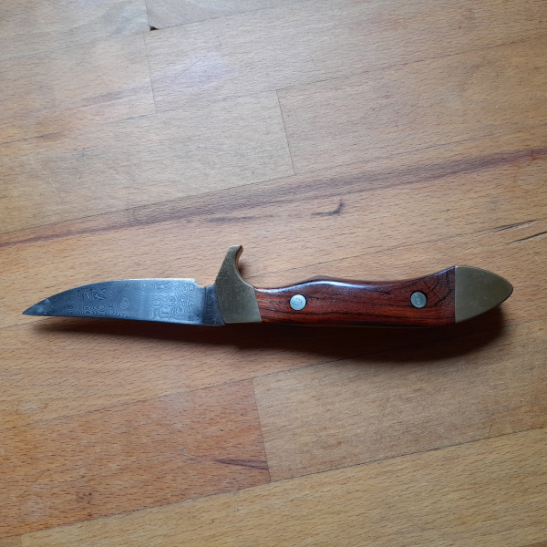 Handmade Messer mit Kirschholz Griff, Messing Parierstange – Bild 3