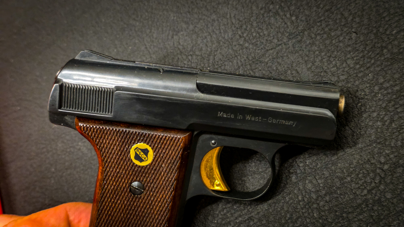Reck P8 | 6,35 mm Browning | Holzgriffschalen | Originalbox | Lauf spiegelblank | Taschenpistole – stampa 4