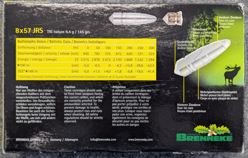 20x BRENNEKE TiG Nature 8x57iRS 9,4g / 145gr – Bild 3