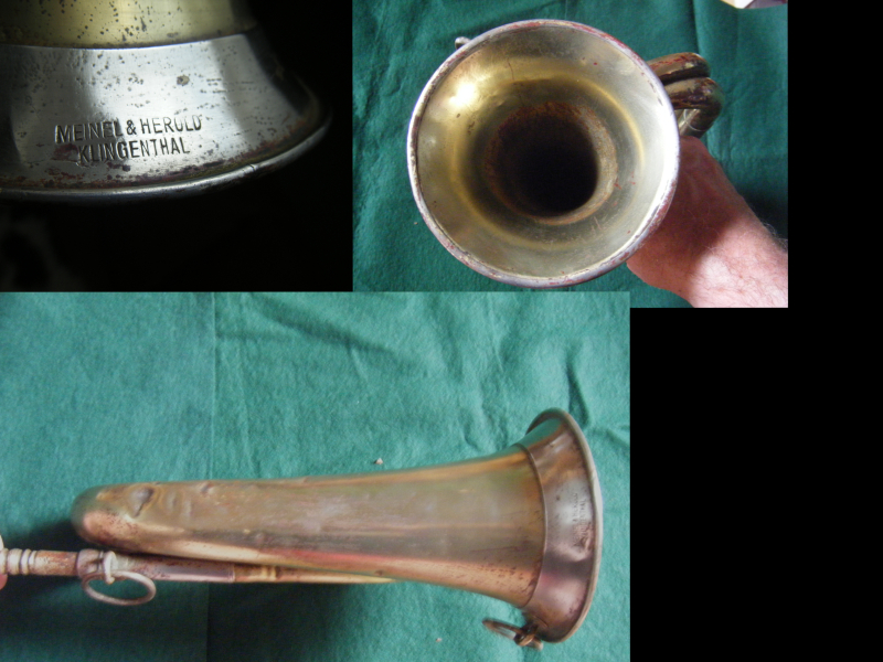 Antikes Infanterie Horn / Trompete Herst. Meinel & Herold Klingenthal – Bild 3