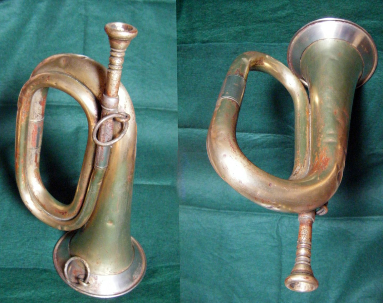 Antikes Infanterie Horn / Trompete Herst. Meinel & Herold Klingenthal – Bild 2