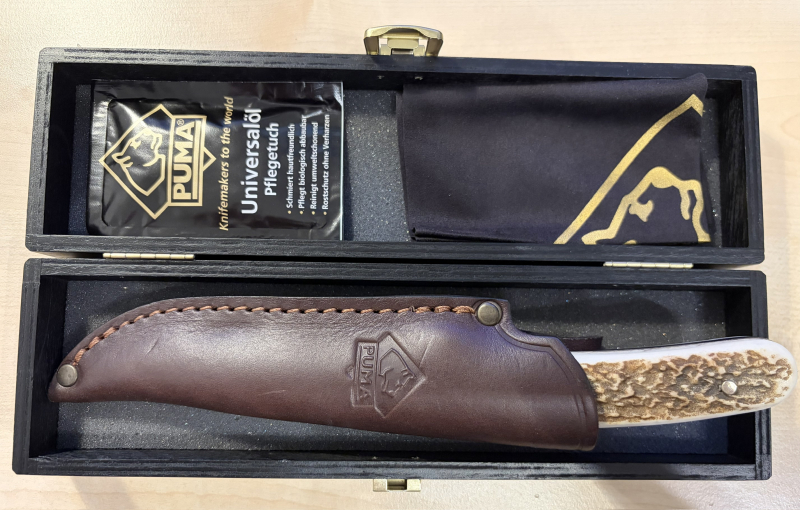 PUMA Ben Jagdmesser 14C28N – Holzbox Zertifikat Scheide – Bild 2