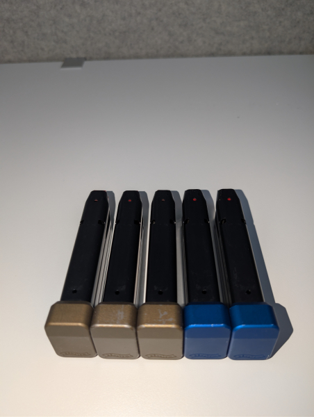 5x Walther PPQ M2 / Q4 SF / Q5 SF Magazine (9mm Luger, 15 Schuss) – 3x Burnt Bronze / 2x Blau – billede 3